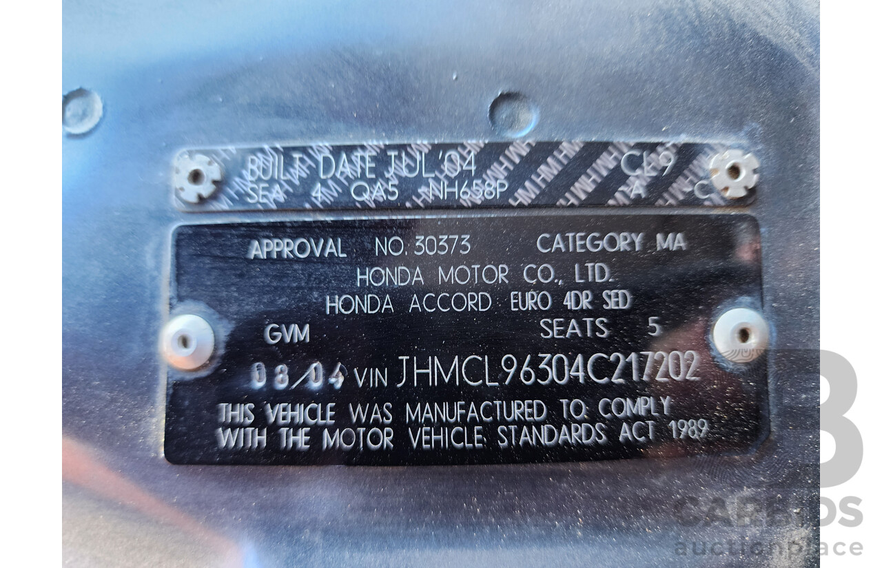 8/2004 Honda Accord EURO  4d Sedan Grey 2.4L