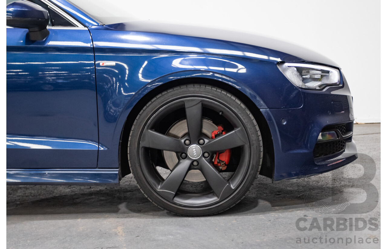 09/2015 Audi A3 1.8 TFSI Ambition Quattro S-Line Pack (AWD) 8V MY16 4D Sedan Scuba Blue Metallic Turbo 1.8L