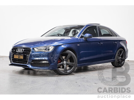 09/2015 Audi A3 1.8 TFSI Ambition Quattro S-Line Pack (AWD) 8V MY16 4D Sedan Scuba Blue Metallic Turbo 1.8L
