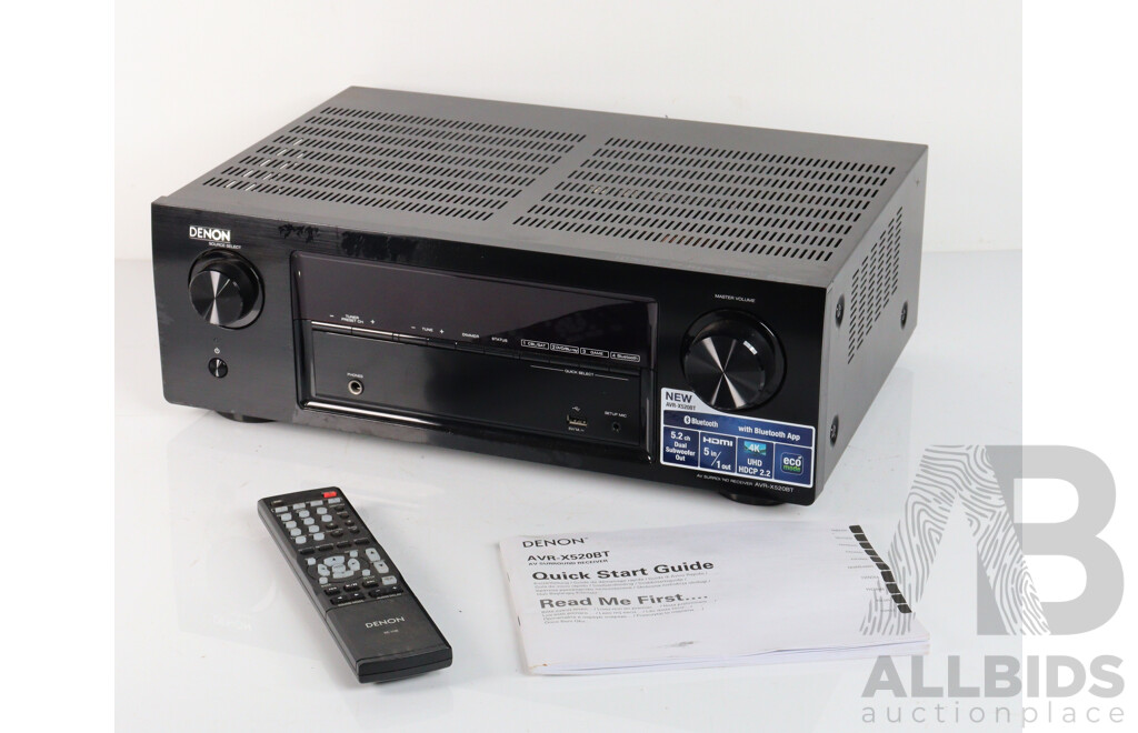 Denon AVR- X 520 BT Surround Receiver Amplifier with Remote Control & Instruction Booklet