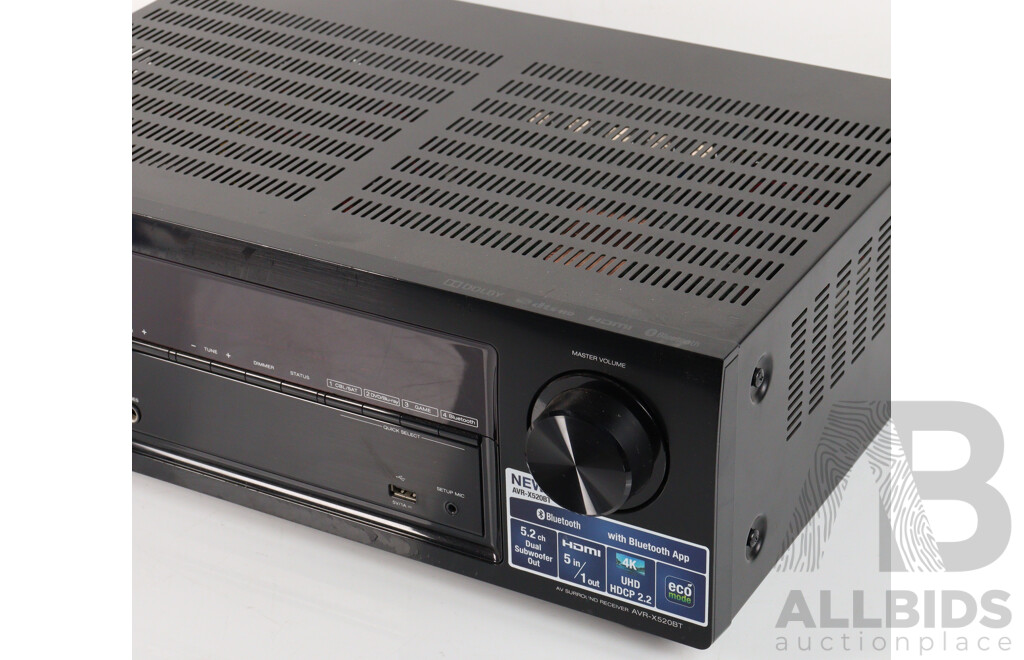 Denon AVR- X 520 BT Surround Receiver Amplifier with Remote Control & Instruction Booklet