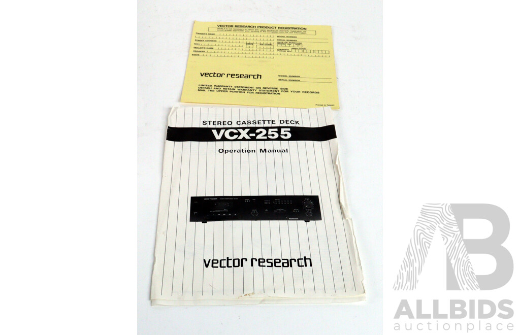 Vector Stereo Cassette Deck VCX 255 with Instruction Manual