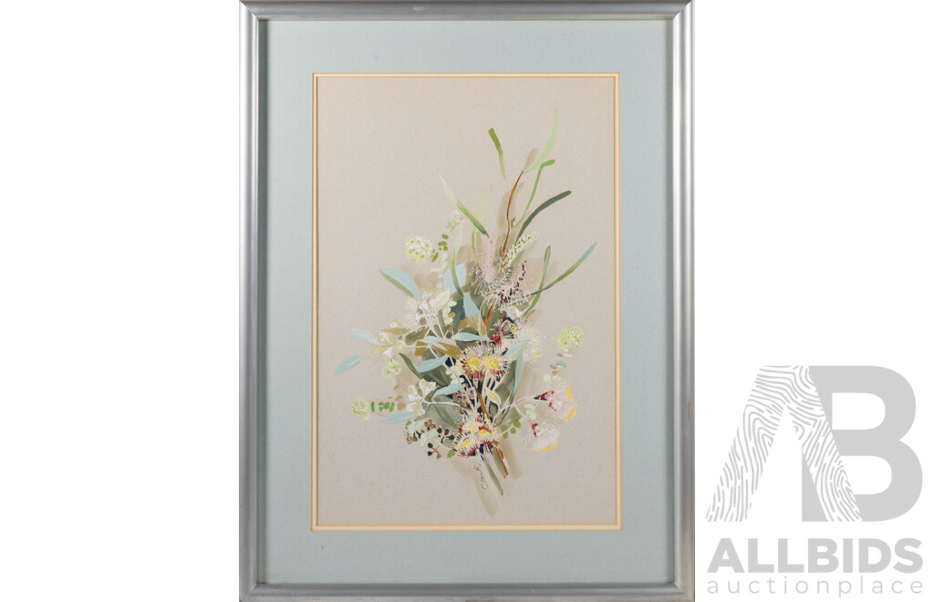 Ada Clark, (20th Century, Australian, 1930-?), Australian Native Bush Bouquet, Original Watercolour, 74 x 56 cm (frame)