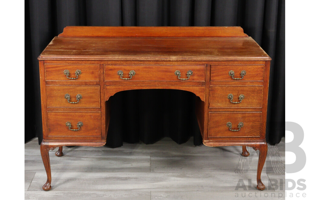 Vintage Seven Drawer Writing Desk