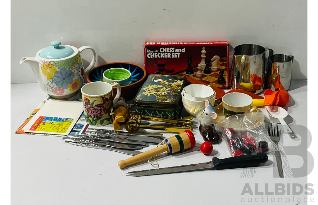 Collection Items Including Wedgwood Cup, Ball and Cup Game, Checkers Game and More