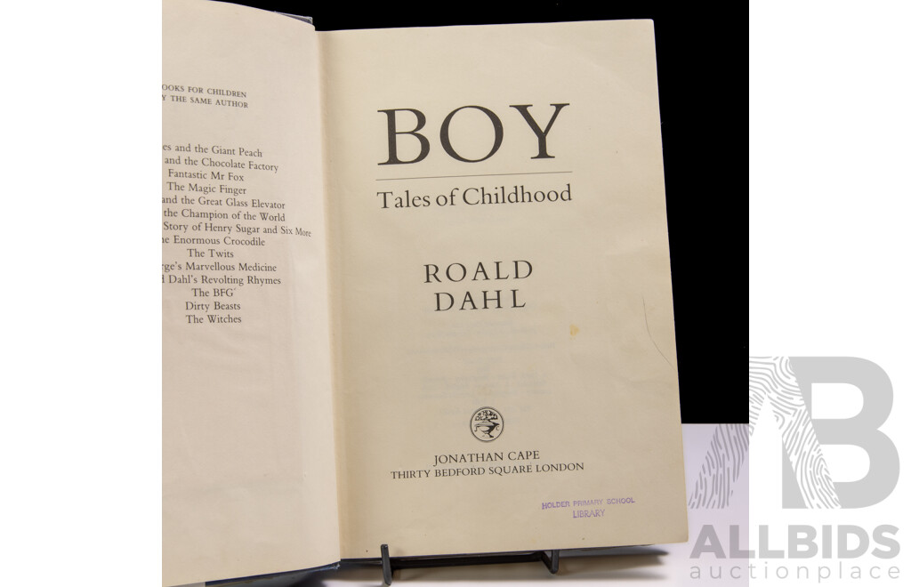 First Edition, Roald Dahl, Boy, Jonathon Cape, 1984, Hardcover with Dust Jacket