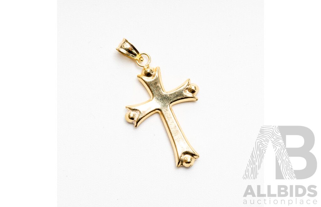 9ct Two Tone Cross Pendant, 27mm Long, 0.49 Grams - NEW