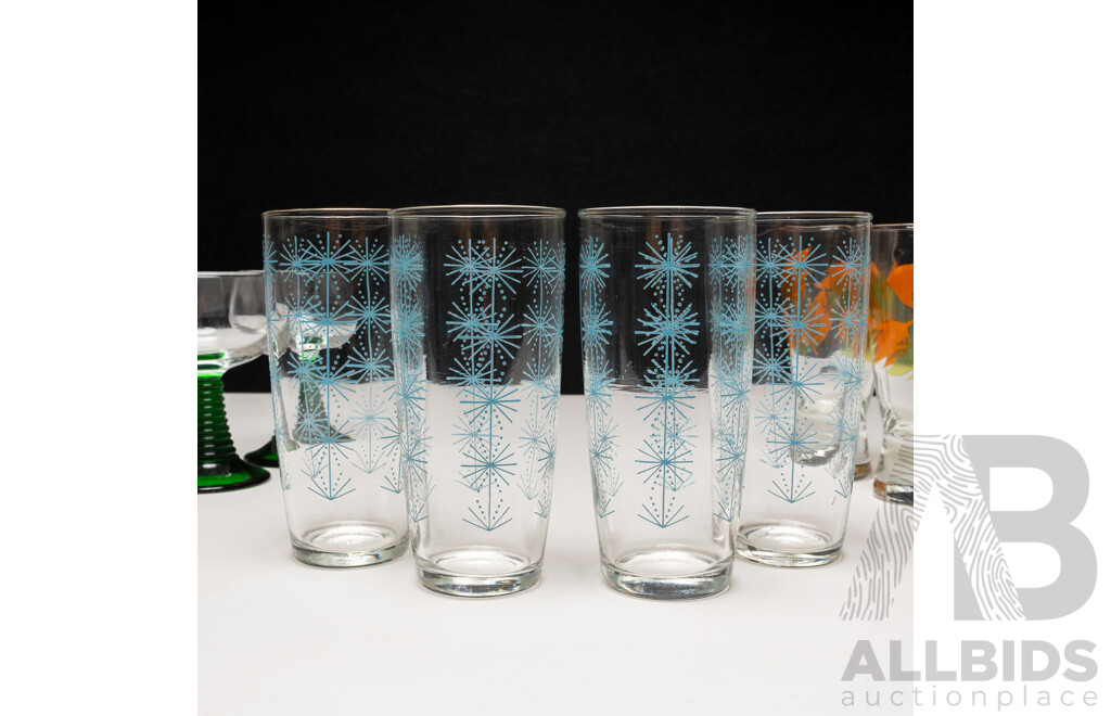 Collection Mid Century Stemware Including Set Four Tumblers, Set Six Coupes and More