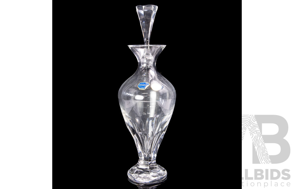 Vintage Czech Bohemia Crystal Decanter with Stopper in Alexandra Pattern in Original Box