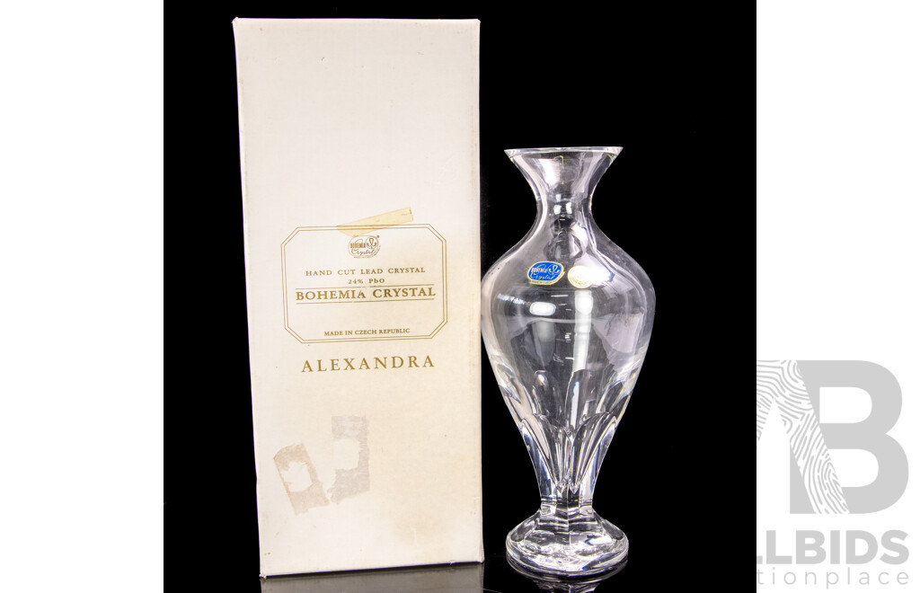 Vintage Czech Bohemia Crystal Decanter with Stopper in Alexandra Pattern in Original Box