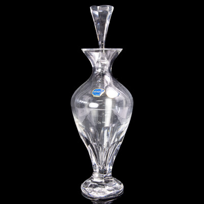 Vintage Czech Bohemia Crystal Decanter with Stopper in Alexandra Pattern in Original Box
