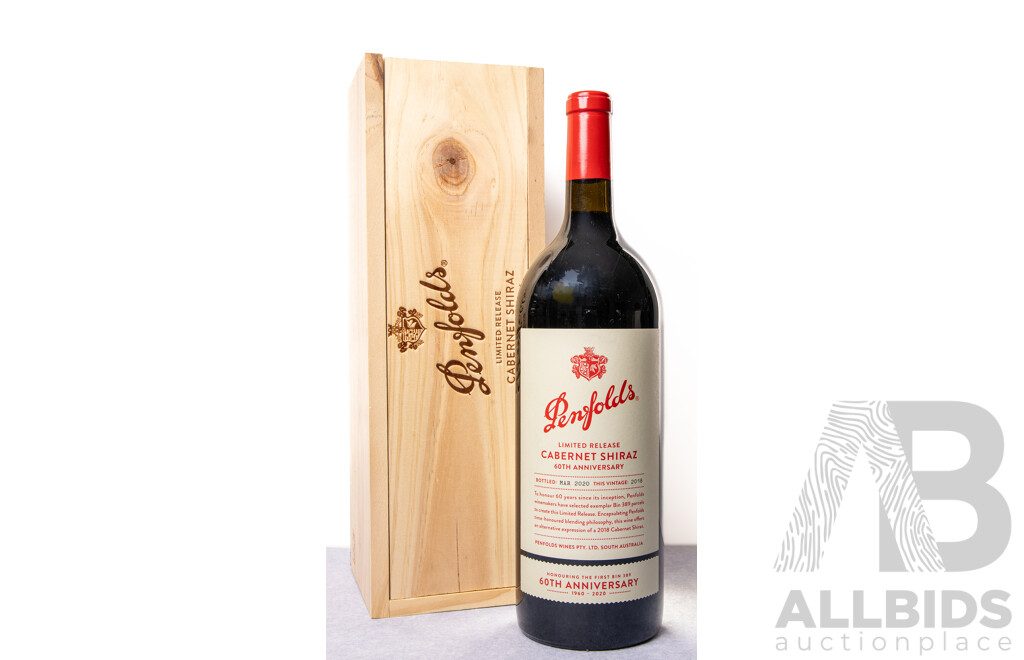 Penfolds Limited Release 60th Anniversary Cabernet Shiraz Vintage 2018 Magnum in Presentation Box