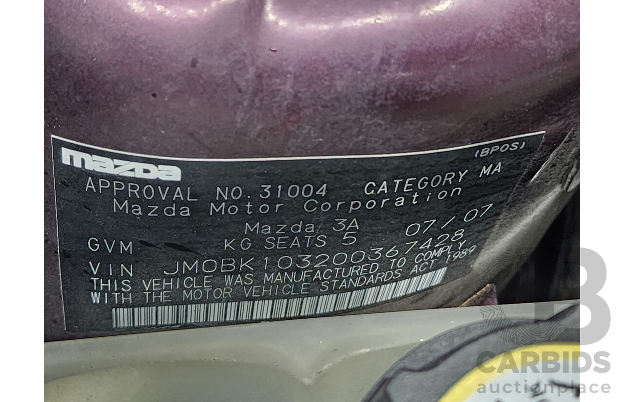 7/2007 Mazda Mazda3 SP23 BK MY06 UPGRADE 4d Sedan Purple 2.3L