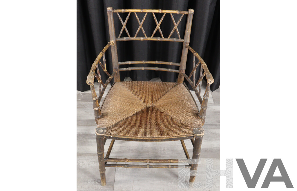 Vintage Bamboo Woven Dining Chair