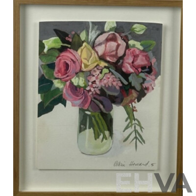Robin Howard, (20th Century, Australian), Rose Bouquet, Original Oil on Card, 40.5 x 33.5 cm (frame)