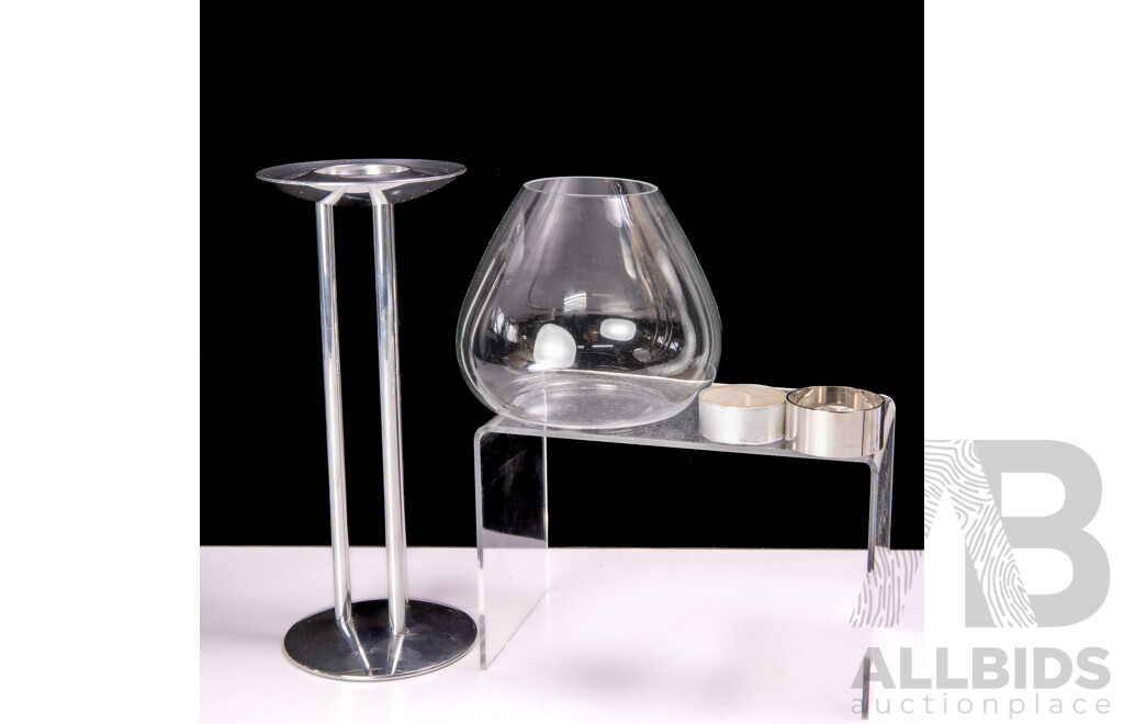 Mid Century Royal Copenhagen Athene Candleholder with Glass Cover, in Original Box by Torben Rasmussen