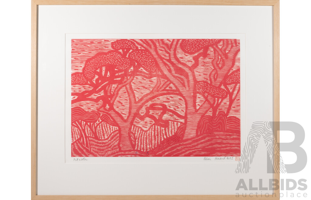 Robin Howard, (20th Century, Australian), Pittwater (2023), Original Colour Woodcut, 71 x 87 cm (frame)