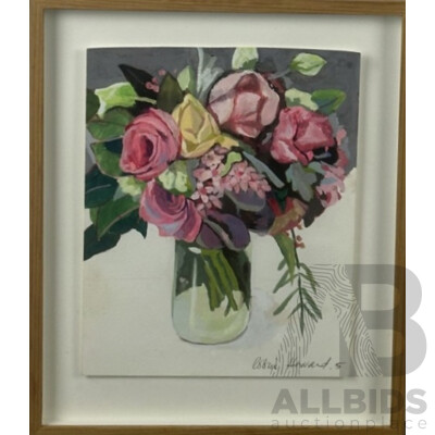 Robin Howard, (20th Century, Australian), Rose Bouquet, Original Oil on Card, 40.5 x 33.5 cm (frame)