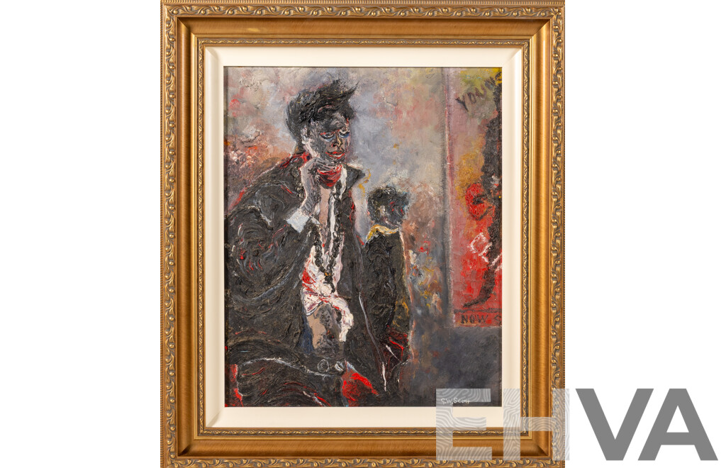 G.W. Scott, (20th Century), Before The Show, Original Oil on Board, 52 x 45 cm (frame)
