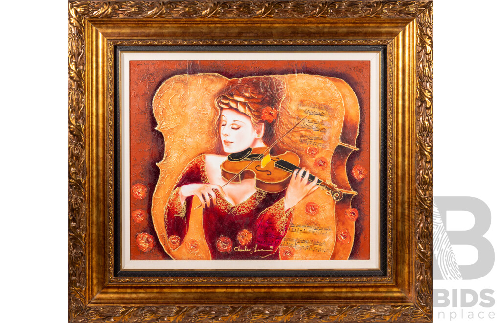 Charles Lee (20th Century, Korean-American, 1948-), The Solo Rehearsal (2013), Wonderful Original Acrylic on Canvas, 50 x 60 cm