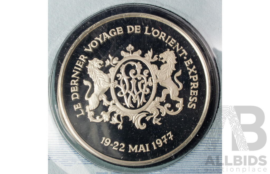1977 Last Journey of the Orient Express PNC, Silver Commemorative Coin .925
