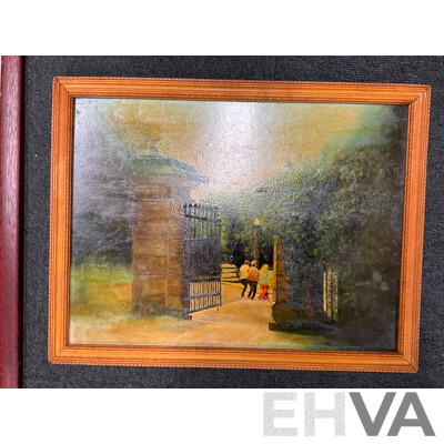 Assorted Paintings, Oil on Board by Unknown Artists “‘Katoomba”, Shirley Gallon “Narrow Neck, Blue Mountains - Oil on Canvas , J. Buske, “Kangaroo” - Pencils Drawing, Beryl Erskine “The Old House”  - Lot of 5