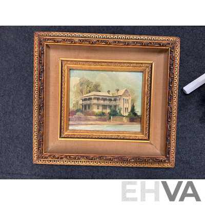 Assorted Paintings, Oil on Board by Unknown Artists “‘Katoomba”, Shirley Gallon “Narrow Neck, Blue Mountains - Oil on Canvas , J. Buske, “Kangaroo” - Pencils Drawing, Beryl Erskine “The Old House”  - Lot of 5