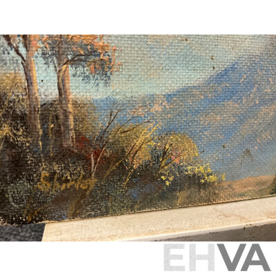 Assorted Paintings, Oil on Board by Unknown Artists “‘Katoomba”, Shirley Gallon “Narrow Neck, Blue Mountains - Oil on Canvas , J. Buske, “Kangaroo” - Pencils Drawing, Beryl Erskine “The Old House”  - Lot of 5