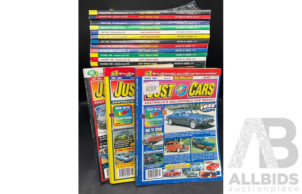 Collection of 39 JUST WORLD CARS Magazines (2003-2006)