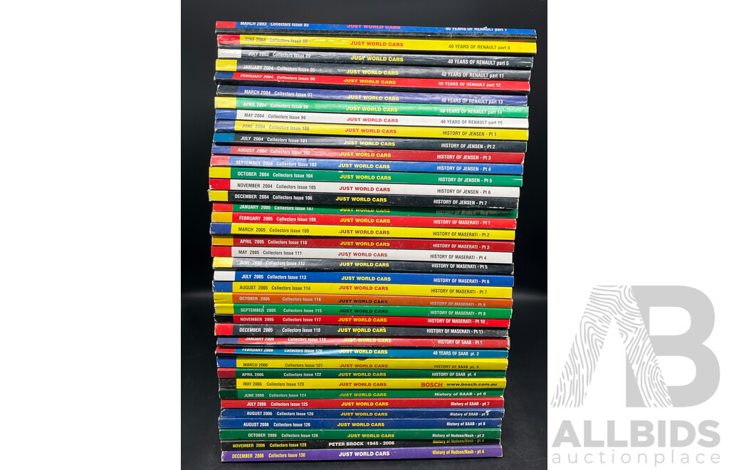 Collection of 39 JUST WORLD CARS Magazines (2003-2006)