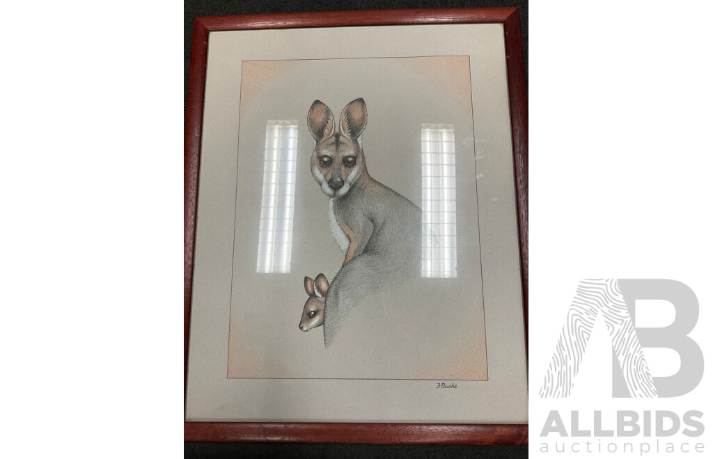 Assorted Paintings, Oil on Board by Unknown Artists “‘Katoomba”, Shirley Gallon “Narrow Neck, Blue Mountains - Oil on Canvas , J. Buske, “Kangaroo” - Pencils Drawing, Beryl Erskine “The Old House”  - Lot of 5