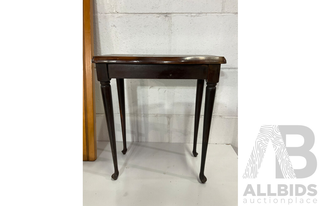 Assorted Wooden Furniture Including Plant Stand, Side Table, Mirror, Carved Figure  - Lot of 7
