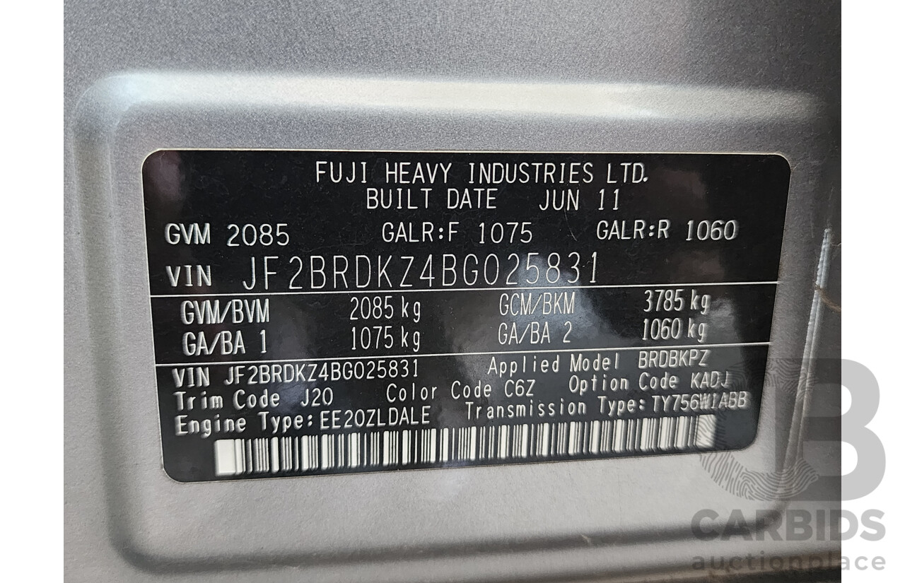 8/2011 Subaru Outback 2.0D MY11 4d Wagon Grey 2.0L
