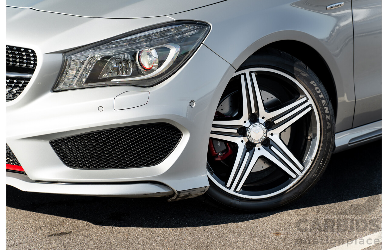 01/2015 Mercedes Benz CLA 250 Sport 4matic (AWD) 117 MY15 4d Coupe Polar Silver Metallic Turbo 2.0L