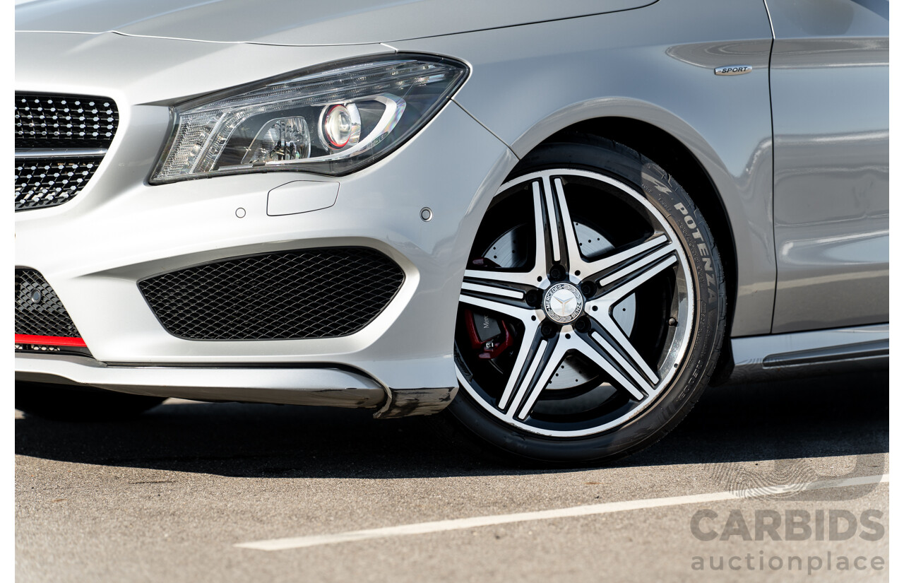 01/2015 Mercedes Benz CLA 250 Sport 4matic (AWD) 117 MY15 4d Coupe Polar Silver Metallic Turbo 2.0L