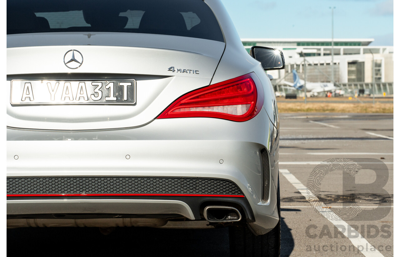 01/2015 Mercedes Benz CLA 250 Sport 4matic (AWD) 117 MY15 4d Coupe Polar Silver Metallic Turbo 2.0L