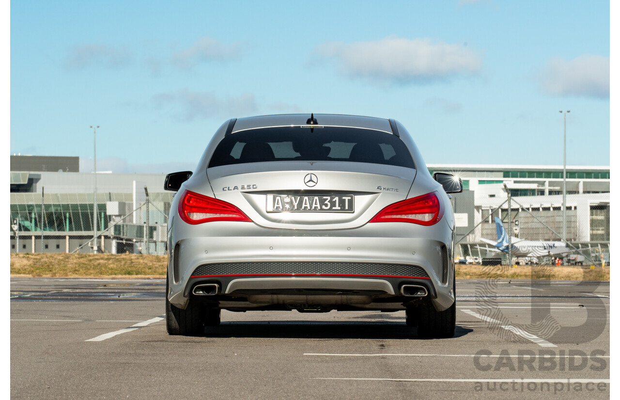 01/2015 Mercedes Benz CLA 250 Sport 4matic (AWD) 117 MY15 4d Coupe Polar Silver Metallic Turbo 2.0L