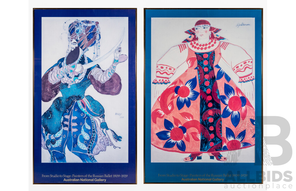 Scheherazade and Le Coq D'or, Wonderful Pair of 'From Studio to Stage; Painters of the Russian Ballet 1909-1929' Art Posters Published by Australian National Gallery (1990) (2)