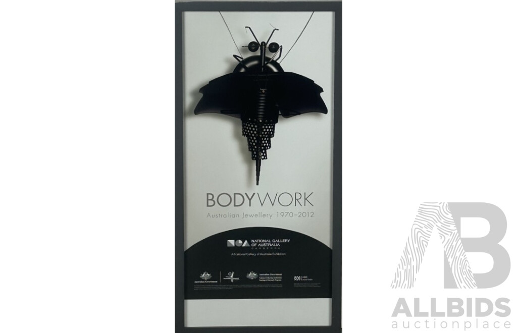 Susan Cohn (20th Century, Australian), Systematic Gibsonia No. 2 Condom Pendant (1995), Image Part of Bodywork - Australian Jewellery 1970-2012, NGA Exhibition Poster, 30 x 63 cm (frame)