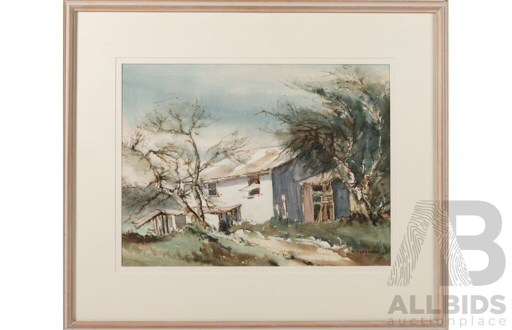 Molly Flaxman, (20th Century, Australian, 1912-2004), Windswept, Original Vintage Watercolour, 54 X 63 Cm (frame)