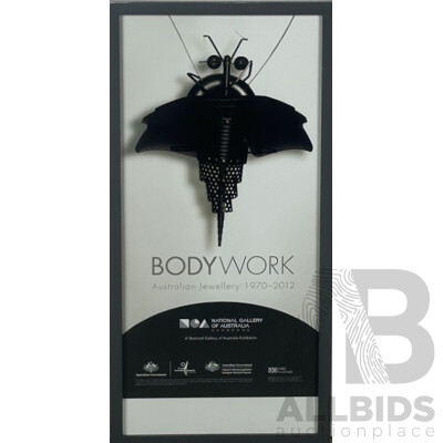 Susan Cohn (20th Century, Australian), Systematic Gibsonia No. 2 Condom Pendant (1995), Image Part of Bodywork - Australian Jewellery 1970-2012, NGA Exhibition Poster, 30 x 63 cm (frame)