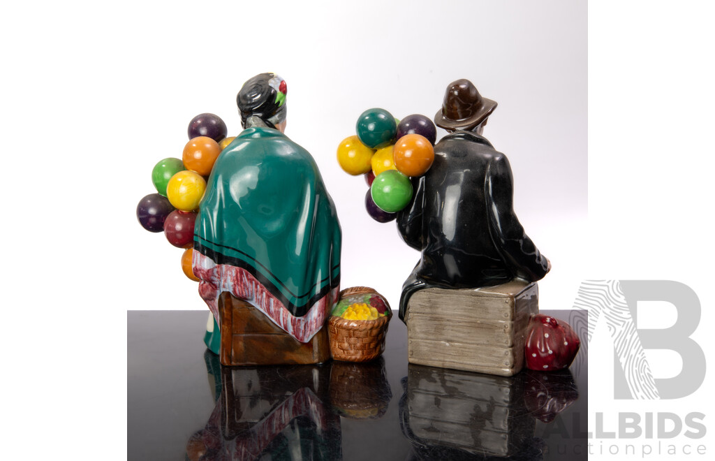 Two Vintage Royal Doulton Figures Comprising the Old Balloon Seller, Hn 1315, & the Balloon Man, Hn 1954