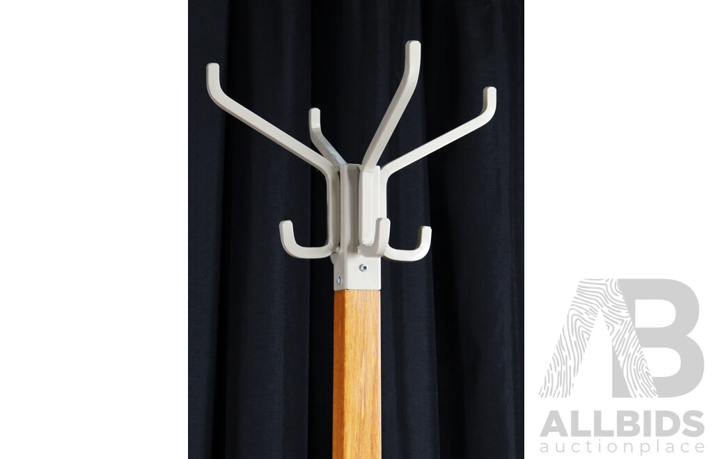Ex Government Metal Capped Coat Stand in Ash