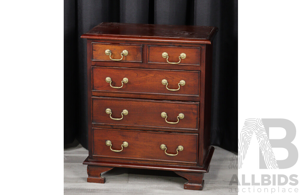 Small Mahogany Reproduction Chest of Five Drawers