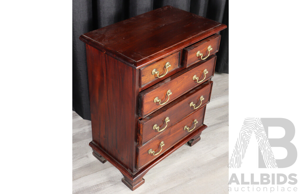 Small Mahogany Reproduction Chest of Five Drawers