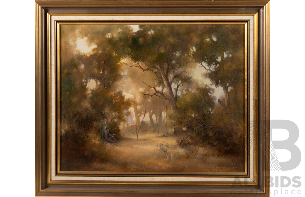 Henry Gilmour, (20th Century, Australian), The Newly Weds, Wonderful Original Vintage Oil on Board, 52 x 62 cm (frame)