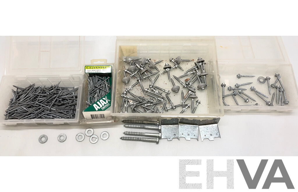 Selection of Galvanised Nail, Screws, Washers and Brackets