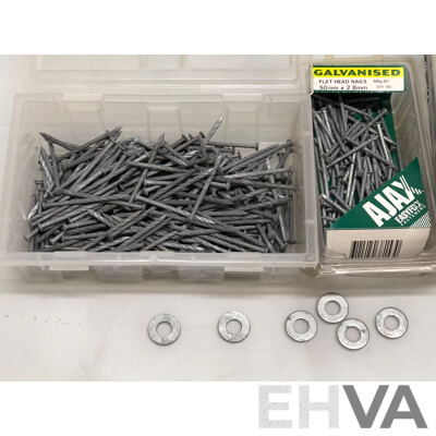 Selection of Galvanised Nail, Screws, Washers and Brackets