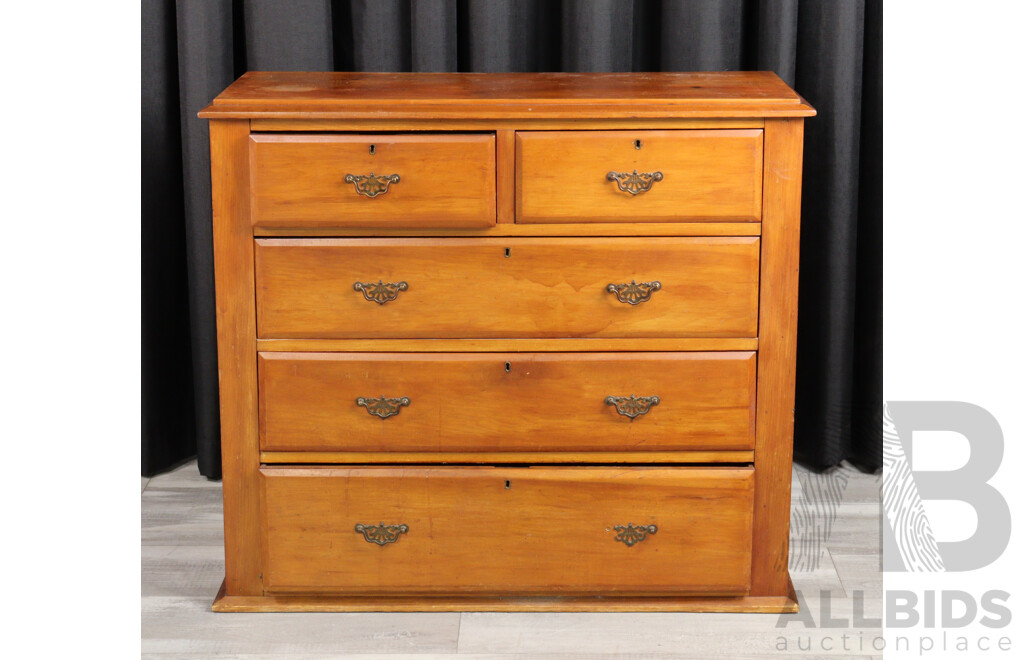 Vintage Maple Five Drawer Chest
