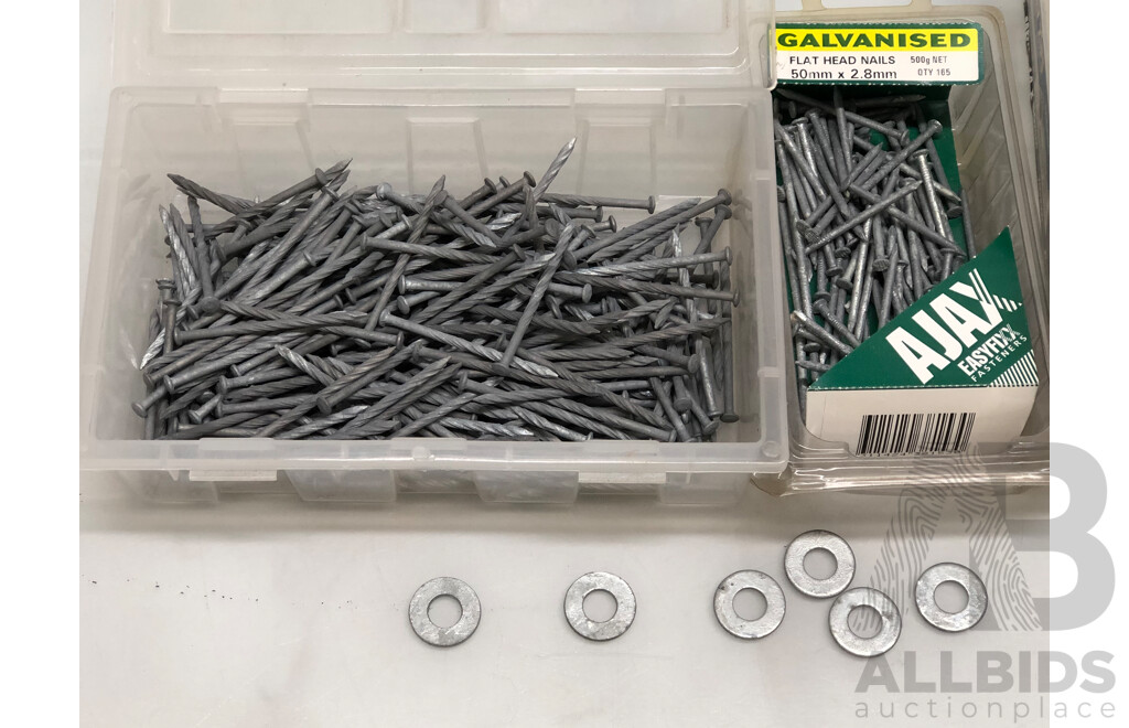 Selection of Galvanised Nail, Screws, Washers and Brackets